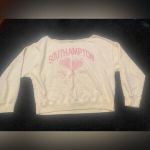 Hollister Cream Sweatshirt with Pink Graphic
